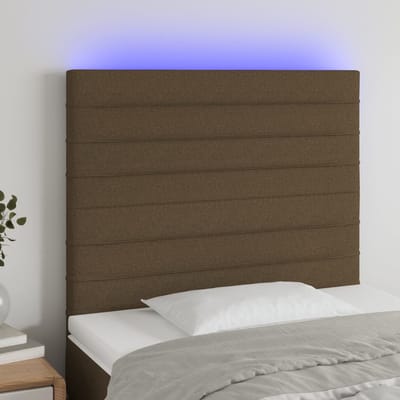 vidaXL - Hoofdbord - LED - 80x5x118/128 - cm - stof - donkerbruin