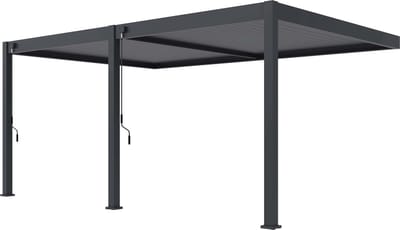 Orion Wall overkapping - 360 x 530 cm - antraciet - Weerbestendig en Luxe uitstraling - Volledig Aluminium Terrasoverkapping - Perfect te gebruiken als Tuinprieel/Carport/Veranda/Pergola