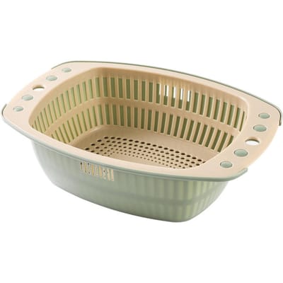 2 stuks Groente Wasmand Dubbele Lagen Fruit Wassen Drogen Afdruipbassin Mand voor Huishouden groen