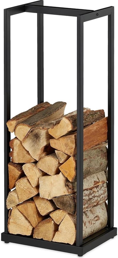 Haardhoutopslag - Houtopberging Metalen Brandhoutrek voor Stookhout - ca. 95x37x30 cm - Zwart