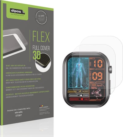 dipos FLEX – 2x Matte Screenprotector geschikt voor whraills ET587 | Volledige Schermbescherming | Case-Friendly