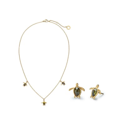Set Turtle/Schildpad ketting & oorbellen