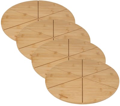 Set van 4 Pizzaplanken met snijgroeven, Ø 32 cm