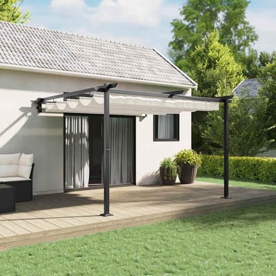 vidaXL - Prieel - 300 - x - 300 - x - 200 - cm - Crèmekleurig - Polyester