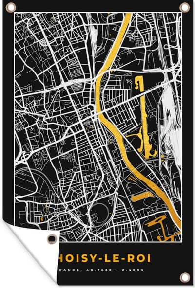Muurdecoratie Plattegrond – Kaart – Stadskaart – Frankrijk – Choisy-le-Roi - 120x180 cm - Tuinposter - Tuindoek
