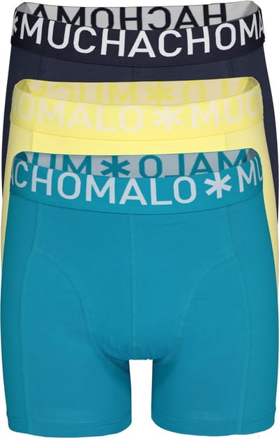 Muchachomalo boxershorts (3-pack) - heren boxers normale lengte - donkerblauw - geel en petrol -  Maat: XL