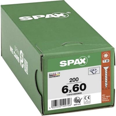 SPAX 1191010600605 R 88091 Senkkopf/T-STAR Houtschroef 6 mm 60 mm T-STAR plus Staal WIROX 200 stuk(s)