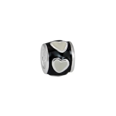 Quiges - 925 - Zilveren - Bedels -Sterling zilver - Beads - Emaille Hartjes Kraal Charm - Geschikt – voor - alle bekende merken - Armband Z223