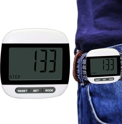 Eenvoudige Stappenteller - Zaksteek Teller - Fitness Bijhouden - Groot Scherm - 50 x 50 x 22 mm - Wit