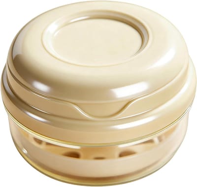 Tandendoos Opbergbak - Reinigingsbakje Kunstgebit - Hygiënisch Onderhoud - Dubbel Vergrendelingsmechanisme - 9 x 9 x 6.5 cm - Paars Beige