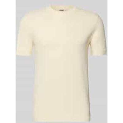 T-shirt met geribde ronde hals