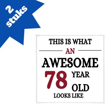 Akyol - an awesome 78 year brillendoekjes - Hoera 78 jaar - 78 geworden - verjaardagscadeau - cadeau voor opa/oma - 17,8 bij 17,8 cm - 2 stuks