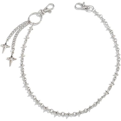 Zilveren Ster Hanger Broekketting | Edgy Streetwear Tailleketting Voor Jeans Casual Outfits white