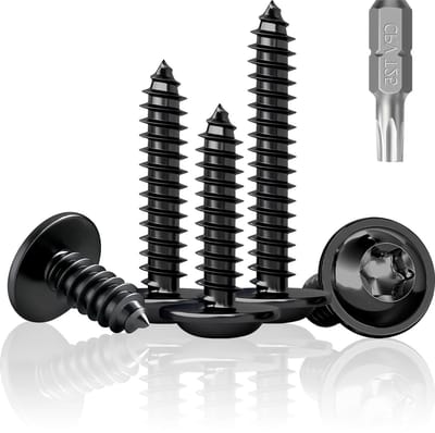 100x Zwarte Houtschroeven M5x30mm - Roestvrij Staal - Platte Kop - Torx - Ideaal voor Akoestische Panelen