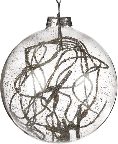 Goodwill Kerstbal Zilver takje Glas D 8 cm   Voordeelverpakking van 2 stuks