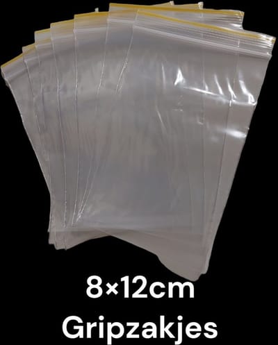 Gripzakjes 80x120 mm / 500 stuks / 0,06 mm dik / Verpakking zipper zakjes