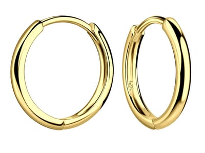Joy|S - Zilveren oorringen - klap scharnier - 15 mm / 2 mm - gold plated