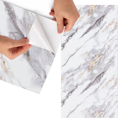 Tulup Meubelfolie - Marmeren elegantie Plakfolie Meubels - 65x130 cm - Grijs Meubelfolie - Meubel Wrap Folie - Minimalist Meubelfolie - Plakfolie Meubels - Keuken decoratie - Texturen