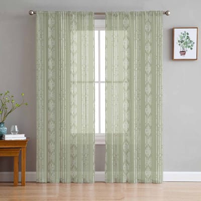Vintage Boerderij Boheemse Textuur Raam Tule Gordijnen voor Woonkamer Slaapkamer Hotel Luxe Decoratie Transparante Gordijnen 135W x 137H(cm)