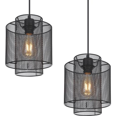 Globo - hanglamp - Augustin - zwart - metaal - grote eettafellamp - E27 - 15664-4H