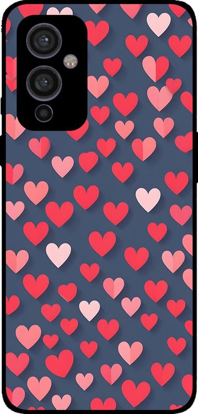 Smartphonica Telefoonhoesje Geschikt voor OnePlus 9 met Roze en Rode Hartjes Opdruk - TPU Backcover Case With Rosé and Red Heart Design geschikt voor OnePlus 9