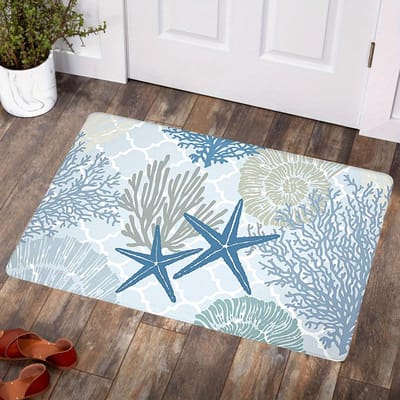 Keukenmat met Koraalprint aan de Kust Entree Deurmat Decor Antislip Hal Balkon Lange Kleden Badkamer Wasruimte Tapijt Decor 40x120cm 16x47inch