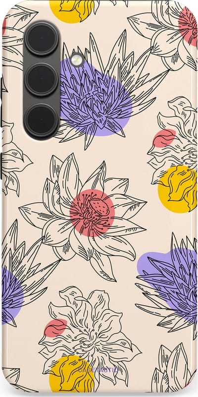 Casetastic Hoesje Geschikt voor Samsung S24 - Stijlvolle Beschermende Duo-layer Case - Bloemenschets