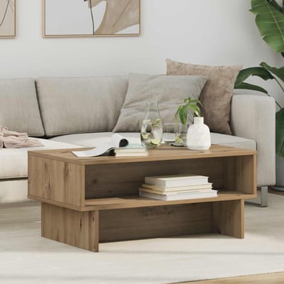vidaXL - Salontafel - Artisan - Eiken - 80 - x - 46 - x - 35 - cm - Bewerkt - hout