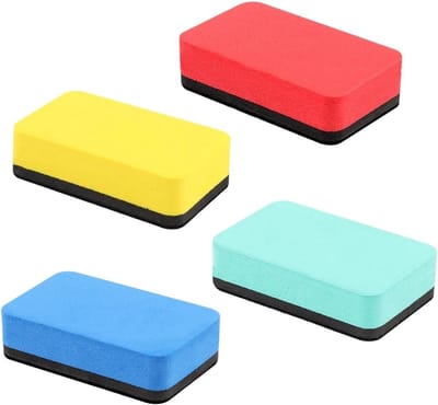 Set van 4 Wasbare Magnetische Schoonmaak Sponzen voor Whiteboards - Ideaal voor Kantoor en School, Perfect voor Droog Wrijven en Reinigen