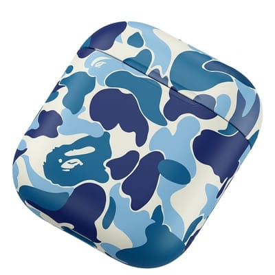 Blauw hoesje voor oordopjes unisex met camouflage patroon en matte afwerking geschikt voor AirPods 4 met compact en rondomsluitend ontwerp