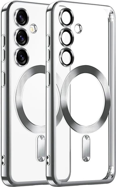 Hoesje Geschikt voor: Samsung Galaxy S25 Magsafe Compatible - Zilver - Back Cover met ingebouwde camera glas bescherming