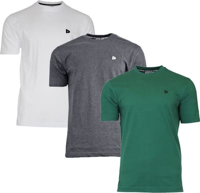 3-Pack Donnay - T-shirt (Vince) - Sportshirt - Heren - White/Charcoal-marl/Forest green (432) - maat L