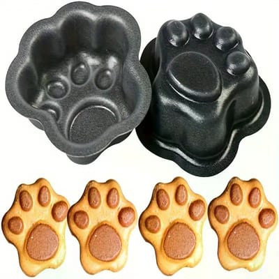 Daity 2-delige antiaanbak cakevormen met katten- en hondenpootjes - Voedselveilige mini bakvormen van aluminium voor taarten - cupcakes en koekjes met een huisdierthema - Perfect voor thuisbakkers - benodigdheden voor het bakken van taarten