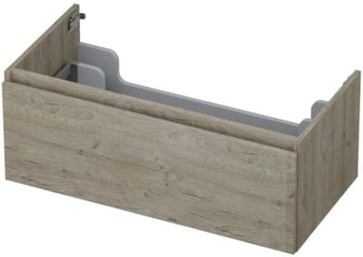 INK - Onderkast 1 Lade Greeploos met Houten Keerlijst - 900x450x350 Mm - Greige Eiken