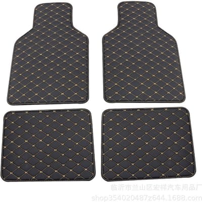 Tapis de sol universels en cuir PU noir pour voiture, 4 pièces, doublure avant et arrière, ensemble météo gray