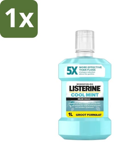 1 x Listerine – Mondwater – Cool Mint – Milde smaak zonder alcohol – 1 liter - Koffie - Koffiezetapparaat - Koffiezetapparaat