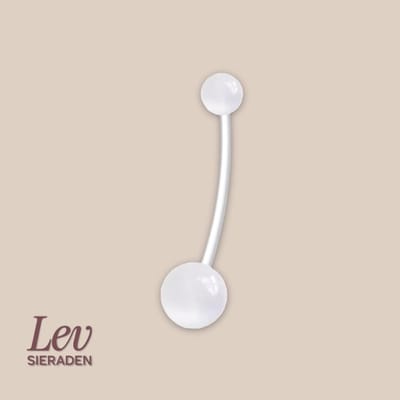 Lev Sieraden - 1.6x38mm zwangerschaps piercing - Transparant white - UV acryl piercing - PTFE/Bioplast/Bioflex