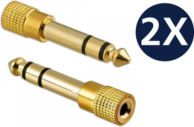 Techvavo® Set van 2 - Jack Adapters - Audio Adapter - 6.3mm Jack naar 3.5mm Jack - Piano - Gitaar - Versterker