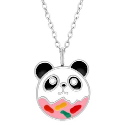 Zilveren ketting - meisjes ketting met pandadonut hanger - 925 zilver