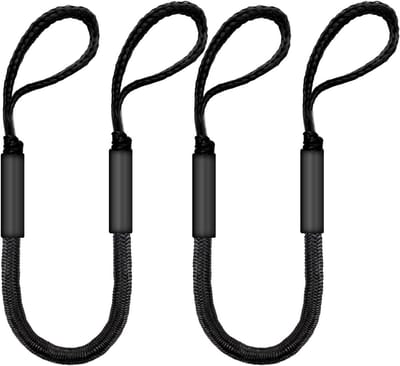 Bungee Dock Lijn - Meertouw Boot - Veilig Aanleggen - Verstelbare Lussen - 4-5.5FT - Zwart