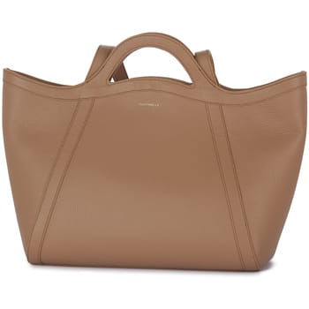 COCCINELLE Leren Schoudertas Amalia Grained Leather Shopper Skin Lichtbruin