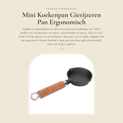 Dailygoods - Mini Koekenpan - Gietijzeren Pan - Ergonomisch Handvat - 10CM - Pannenkoekenpan - Geschikt voor Eieren en Pannenkoeken