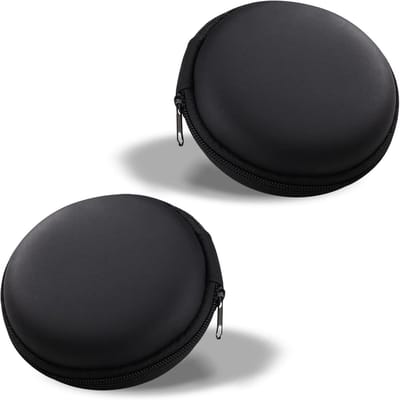 Mini Oortelefoon Opbergtas - Hard Shell Beschermhoes met Rits - Handige Draagtas - Geschikt voor Hoofdtelefoon - Multifunctioneel - Set van 2stuks