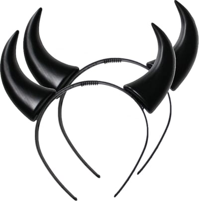 Krüger Halloween Duivel Hoorntjes diadeem - 2x - plastic - zwart - volwassenen