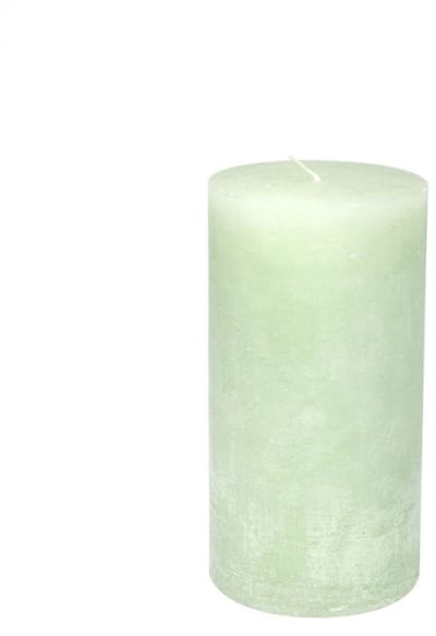 Branded By luxe gekleurde stompkaars in de kleur Lichtgroen 10 x 20 cm met wel 140 branduren