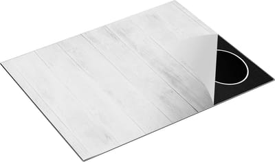 Chefcare Inductie Beschermer Witte Houten Planken - 77x59 cm - Afdekplaat Inductie - Kookplaat Beschermer - Inductie Mat