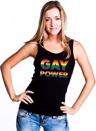 Zwart Gay Power tanktop / mouwloos shirt dames - regenboog gay pride singlet S