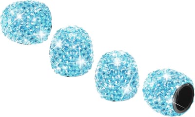 Auto Accessoires - Kristallen Diamant Ventieldoppen - 4 Stuks - Glitter Strass Decoratie - Voor Auto Fiets Motor - Blauw