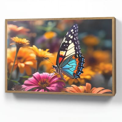 Wandlamp 90x60 cm - Oplaadbaar - Vlinder - Dier - Kleurrijk - Bloemen - Natuur - Wandlampen binnen woonkamer - Slaapkamer lamp - Decoratieve nachtlamp - Vloerlamp draadloos