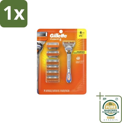 1 x Gillette - Fusion5 – Houder + 6 Mesjes- Scheermes - Scheersysteem - Glad Scheeren - Comfortabel Scheren - Huidbescherming